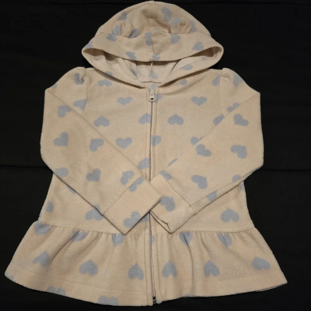 The Childrens Place Girls‎ Heart Zip Up Jacket Sweater Bear Ears Pink Size 4T